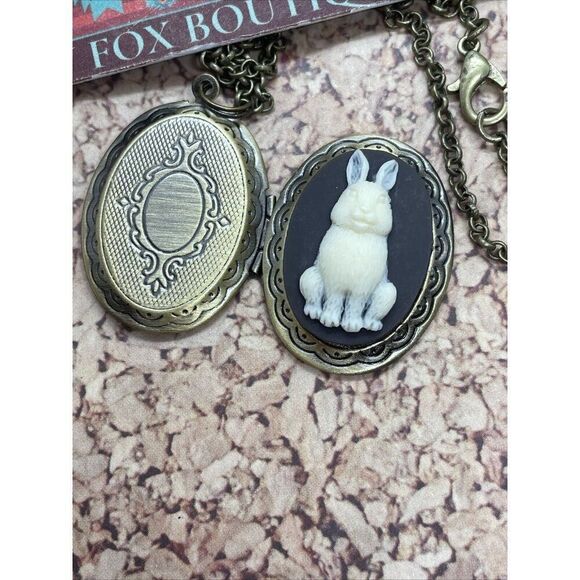BIRTHDAY GIFT MOM DAUGHTER WIFE GRANDMA BUNNY RABBIT LOCKET PHOTO NECKLACE NEW - Picture 11 of 14